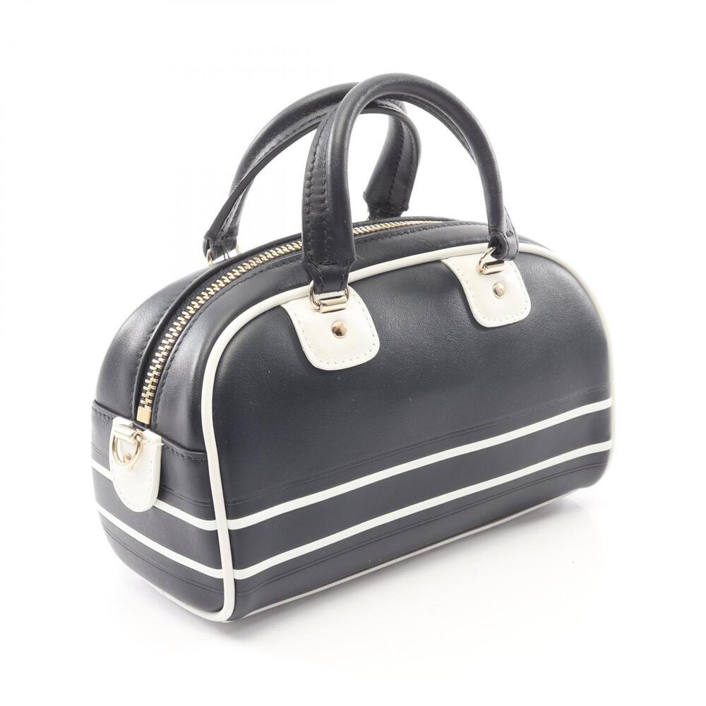 Dior White Black VIBE Bowling Handbag Bag Leather Christian White Black